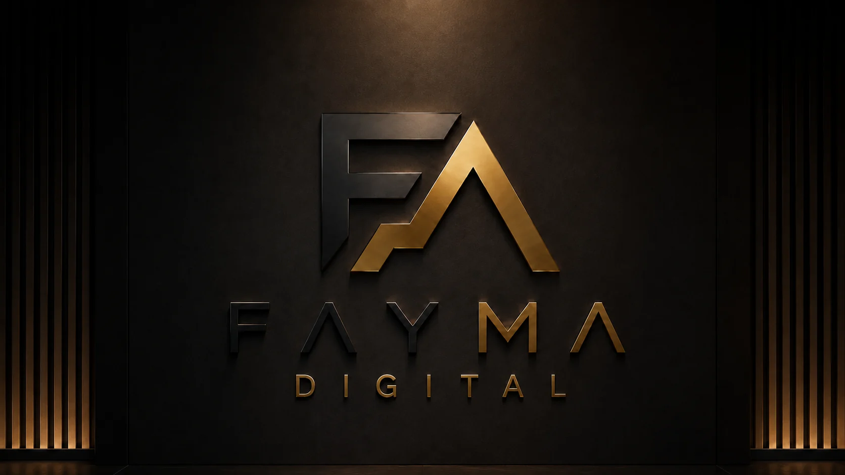 Logo FAYMA Digital en acabado negro y oro